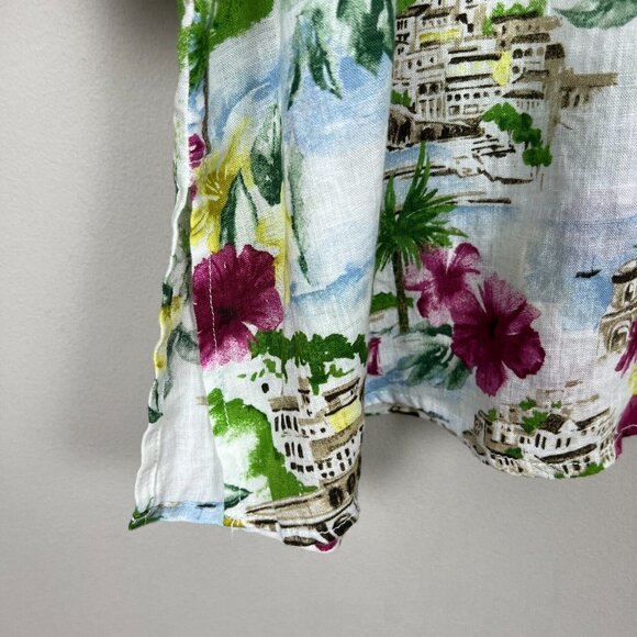Cynthia Rowley Shirt 3X The Amalfi Coast Print Linen Collar Button Down Colorful - Picture 6 of 12